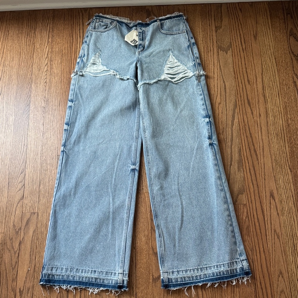 SER.O.YA Light Blue Distressed Flare Jeans